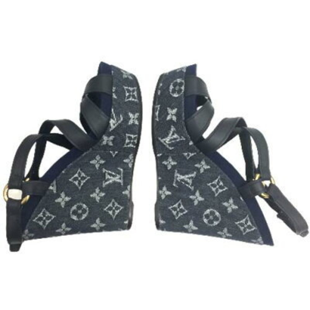 Louis Vuitton Sandals Wedge Denim Ocean Mules - Picture 6 of 9